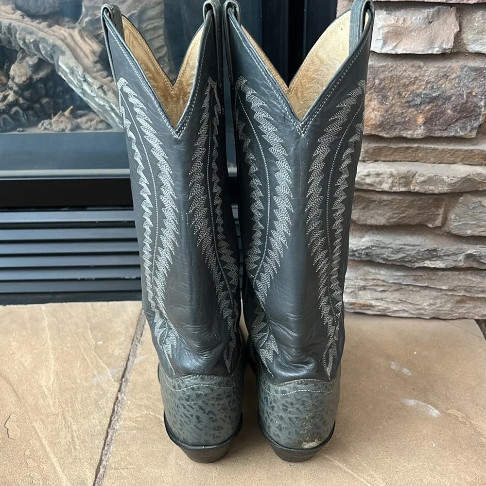 Justin Menās Western Cowboy Boots {Grey Bullhide} 9.5D - Picture 4 of 12